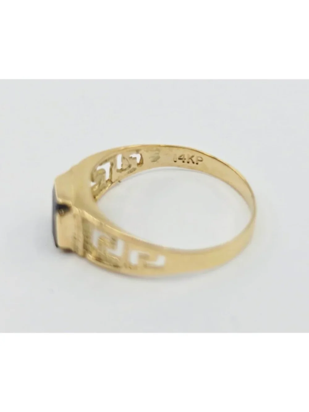 Beautiful 14K Karat Solid Yellow Gold Designer Square Onyx Baby Ring - Size 3
